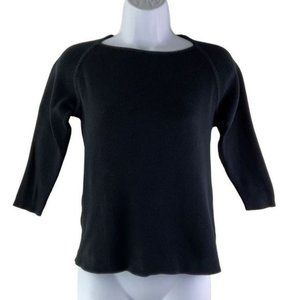 Banana Republic Knit Boatneck Fitted 3/4 Sleeve Sweater 100% Cotton Black Fits S